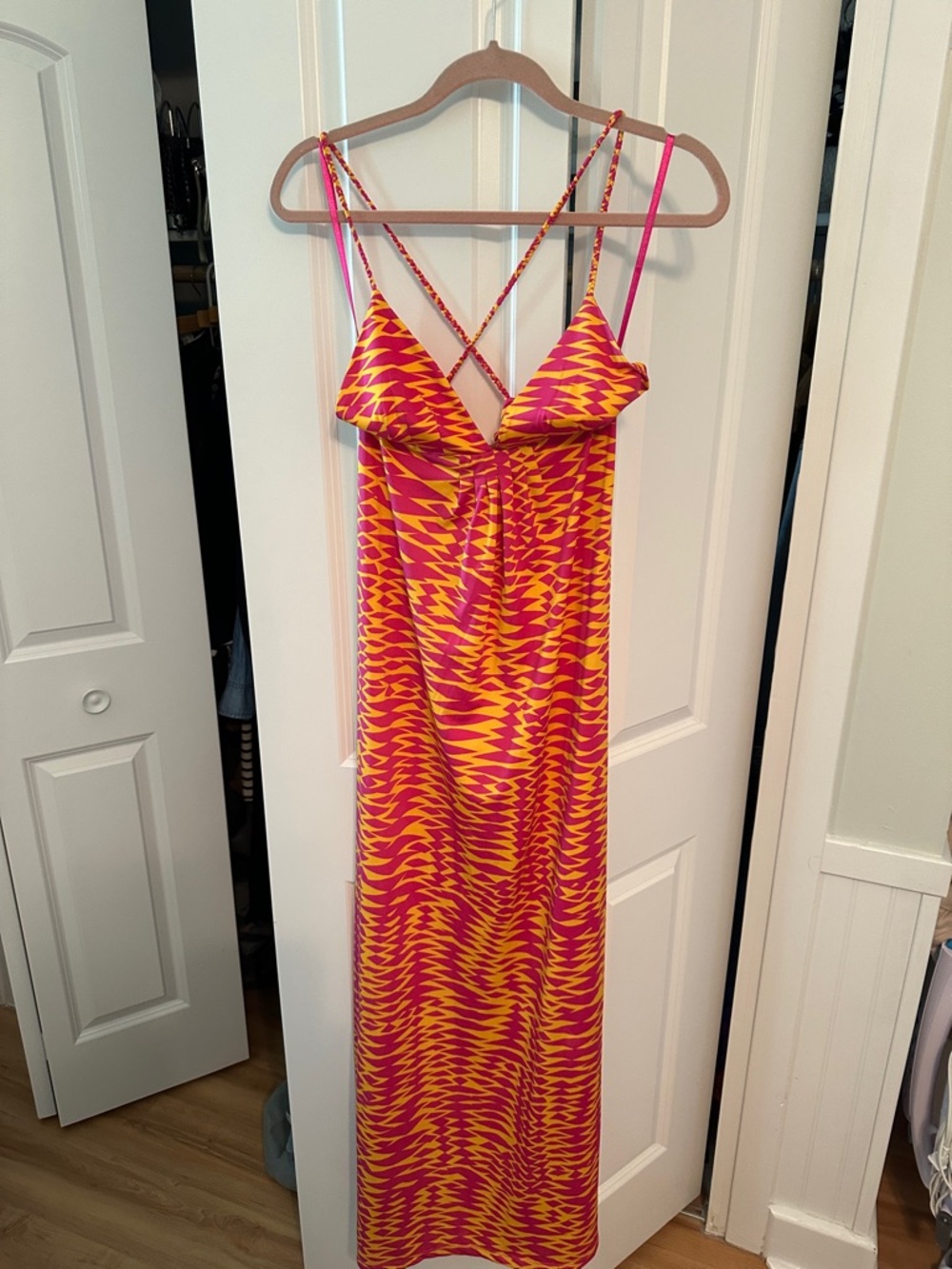 JB by Julie Brown Pink and Yellow Maxi Dress